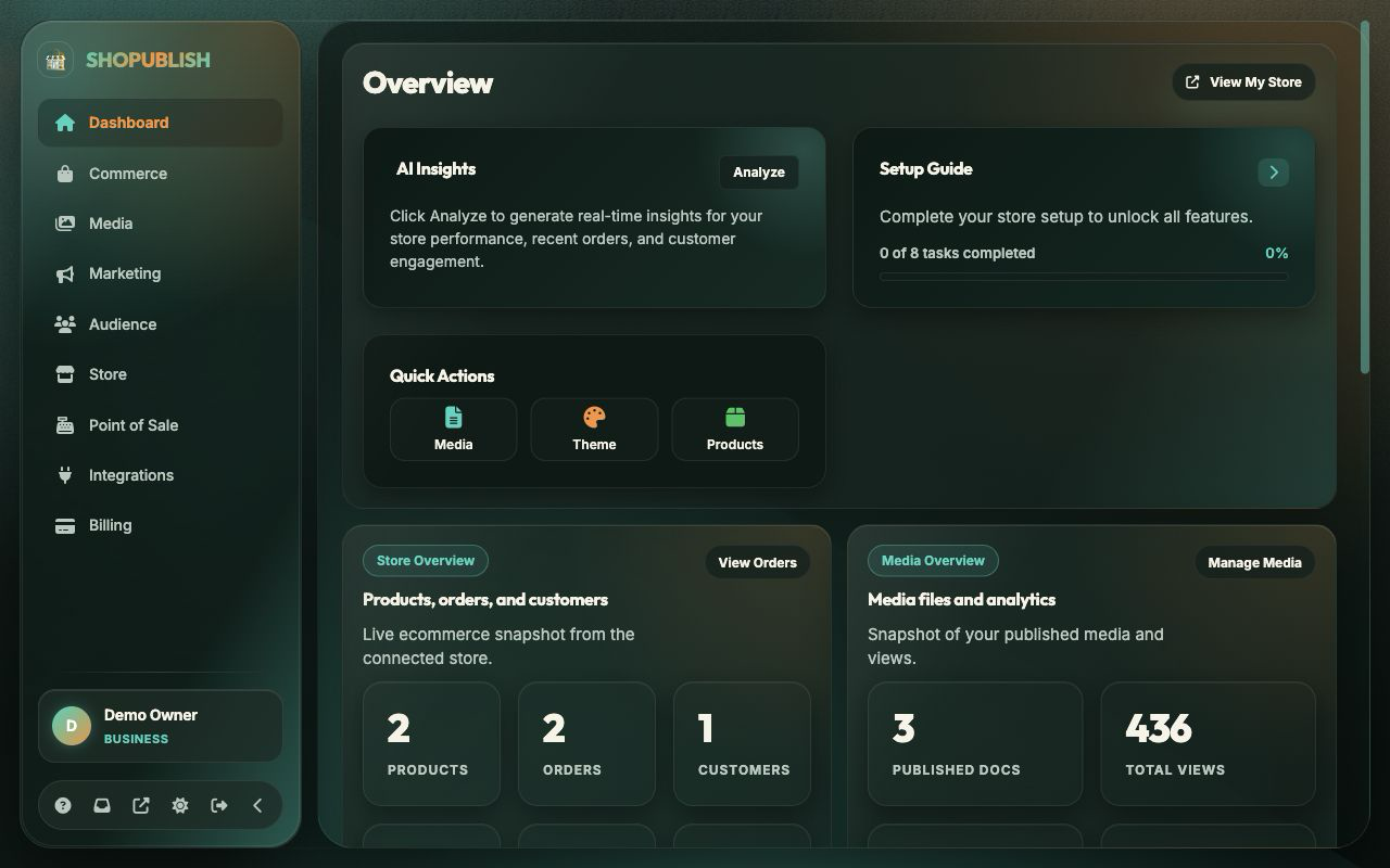 Dashboard in dark theme
